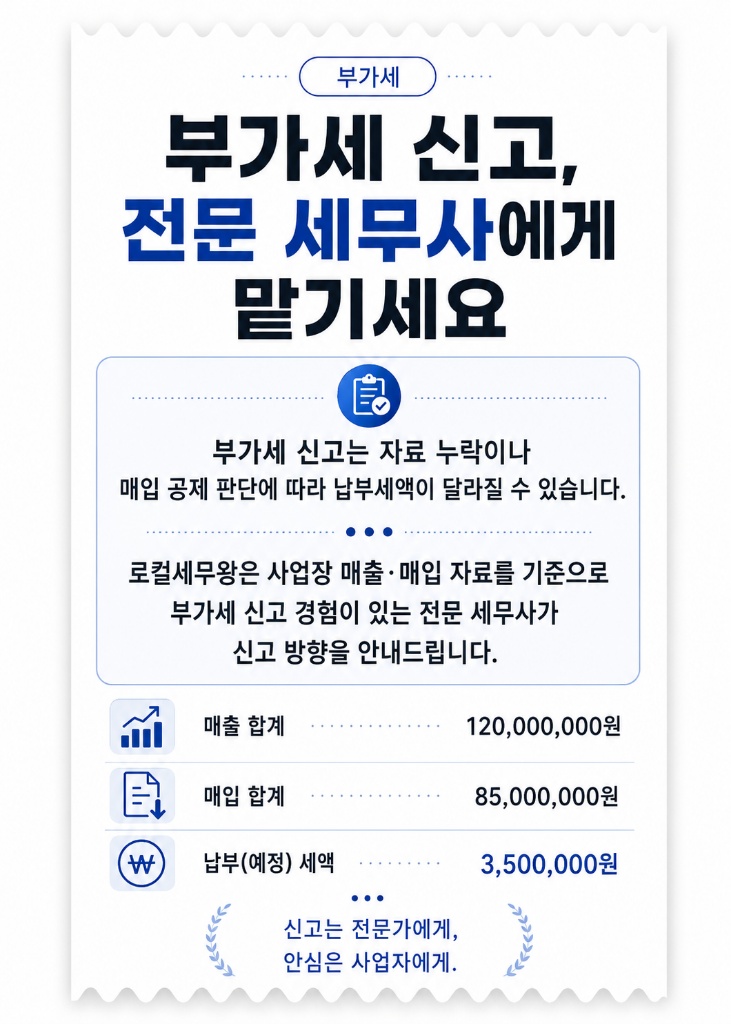 부가세 신고, 전문 세무사에게 맡기세요
